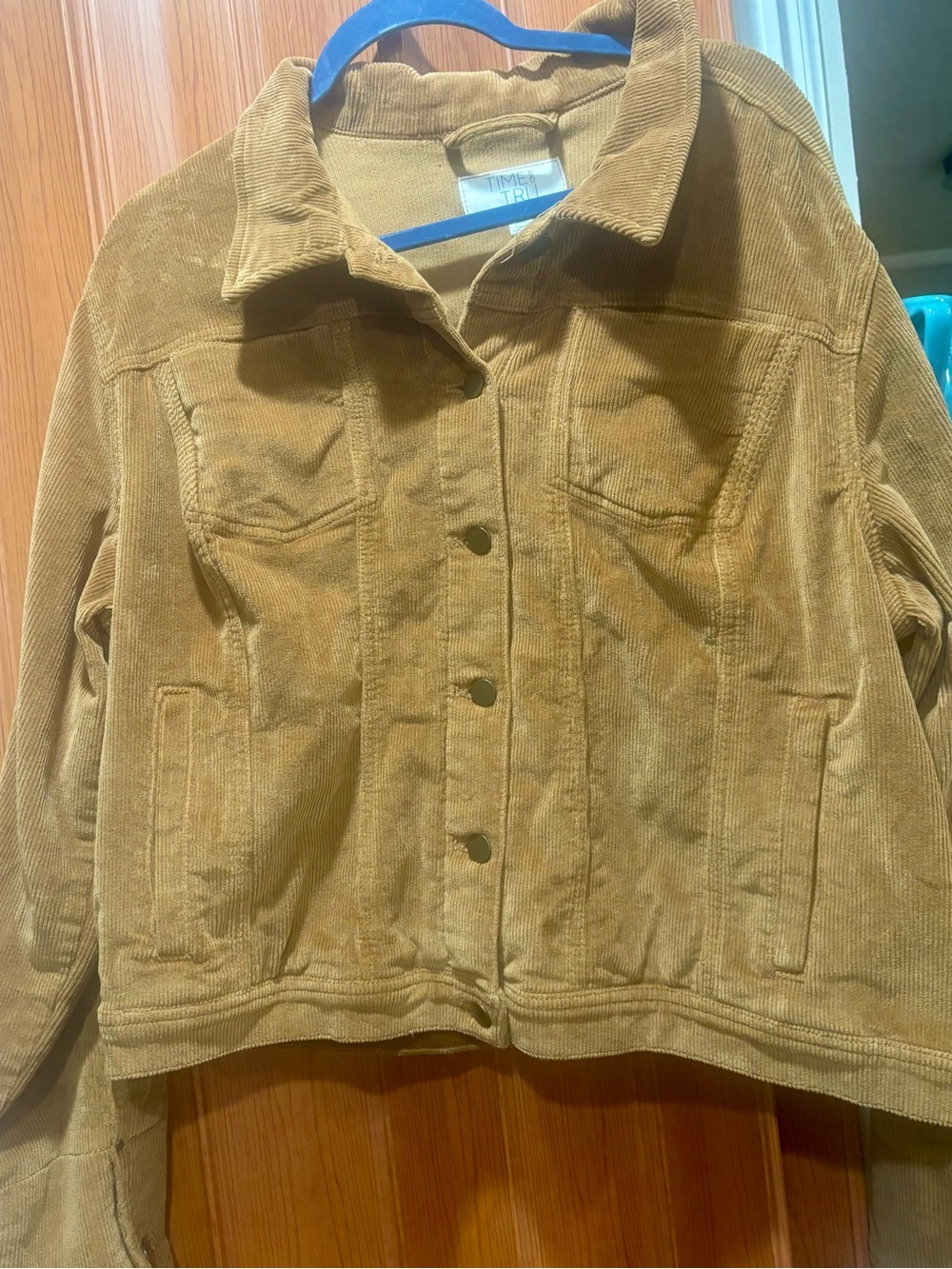 Time and Tru Tan Corduroy Button-Front Jacket